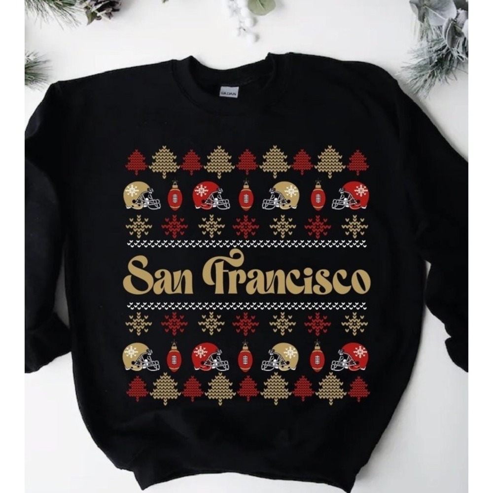 San Francisco 49ers‎ Ugly Christmas Holiday Sweater Adult Unisex Black XL